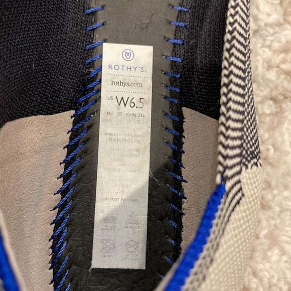 Rothys Women's The Flat Captoe Black White Size 6.5 - Picture 3 of 7